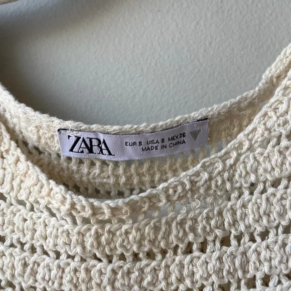 Zara Cream Crochet Ruffled Crop Top - Picture 7 of 7